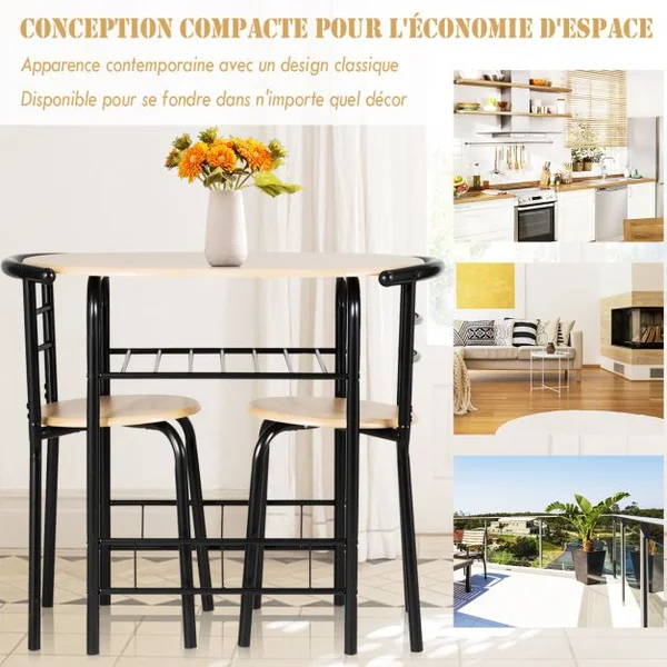 Table et Chaises de Cuisine Table et 2 Chaises Table et Chaises Salle à Manger MDF Naturel