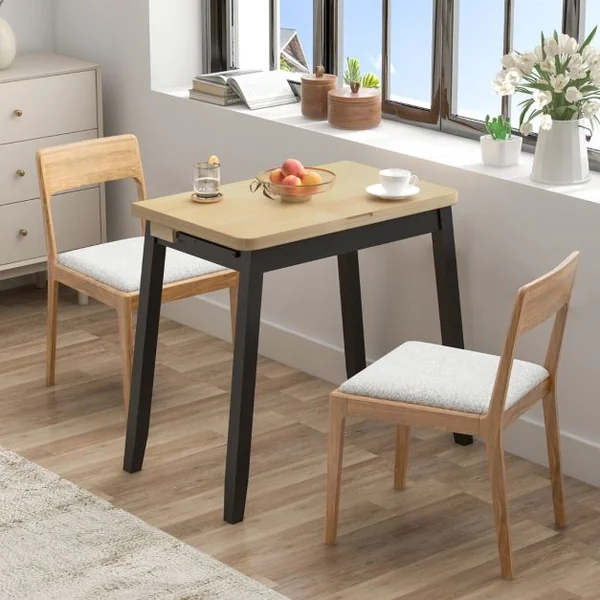 Table Pliante Cuisine Table Extensible pour 4 Personnes Table a Manger Extensible avec Rangement Caché Table Rabattable 50-100 cm Blanc