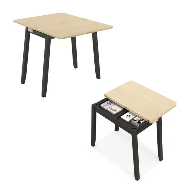 Table Pliante Cuisine Table Extensible pour 4 Personnes Table a Manger Extensible avec Rangement Caché Table Rabattable 50-100 cm Blanc
