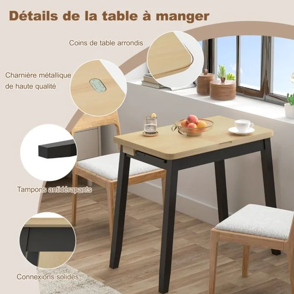 Table Pliante Cuisine Table Extensible pour 4 Personnes Table a Manger Extensible avec Rangement Caché Table Rabattable 50-100 cm Blanc