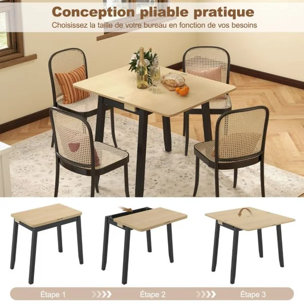 Table Pliante Cuisine Table Extensible pour 4 Personnes Table a Manger Extensible avec Rangement Caché Table Rabattable 50-100 cm Blanc