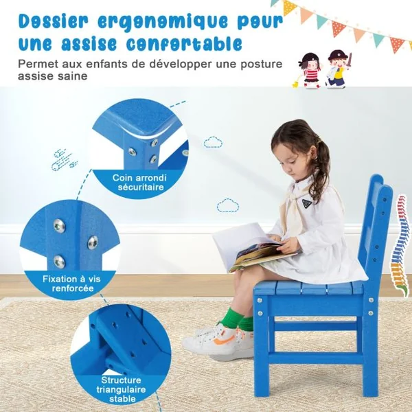 Table pour Enfants en PEHD anti-Décoloration pour Intérieur / Extérieur 64,5 x 64,5 x 51 cm (L x l x H) Bleu