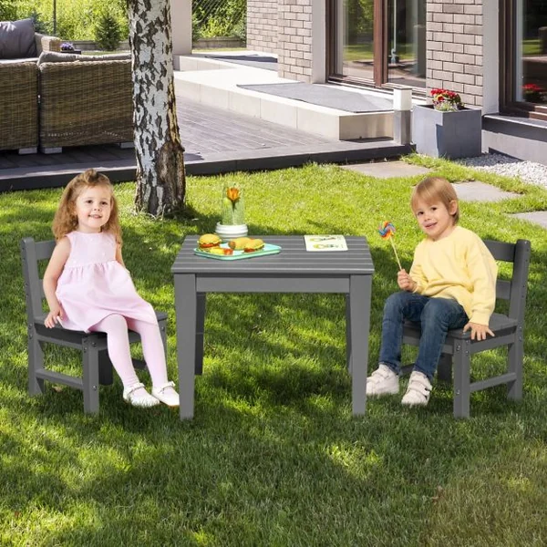 Table pour Enfants en PEHD anti-Décoloration pour Intérieur / Extérieur 64,5 x 64,5 x 51 cm (L x l x H) Gris