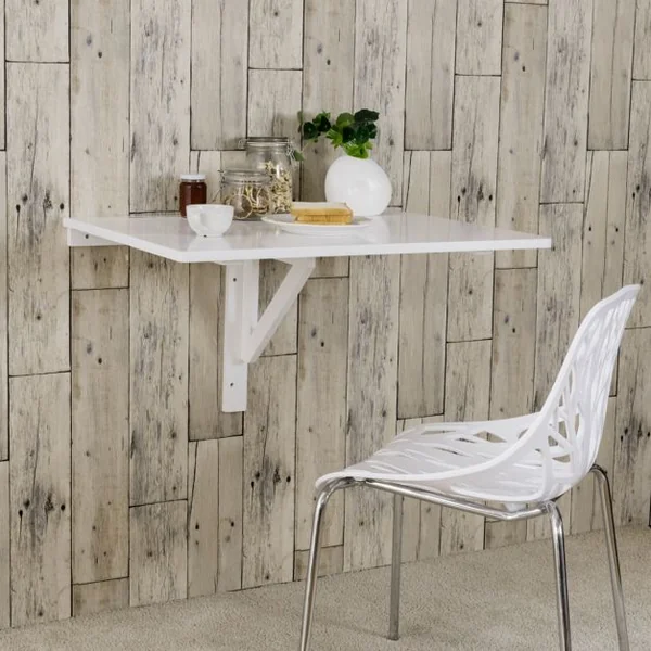 Table Rabattable Murale Plateaux Pliable 80×60cm (L x l)-Meuble Foyers pour Etudiants Appartements Cuisine Noir/Blanc/Natural/Gris