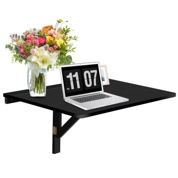 Table Rabattable Murale Plateaux Pliable 80×60cm (L x l)-Meuble Foyers pour Etudiants Appartements Cuisine Noir/Blanc/Natural/Gris