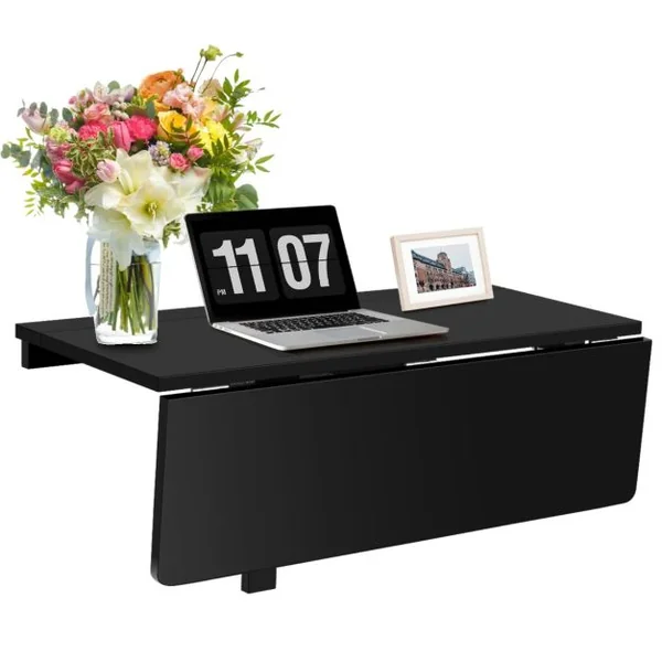 Table Rabattable Murale Plateaux Pliable 80×60cm (L x l)-Meuble Foyers pour Etudiants Appartements Cuisine Noir/Blanc/Natural/Gris