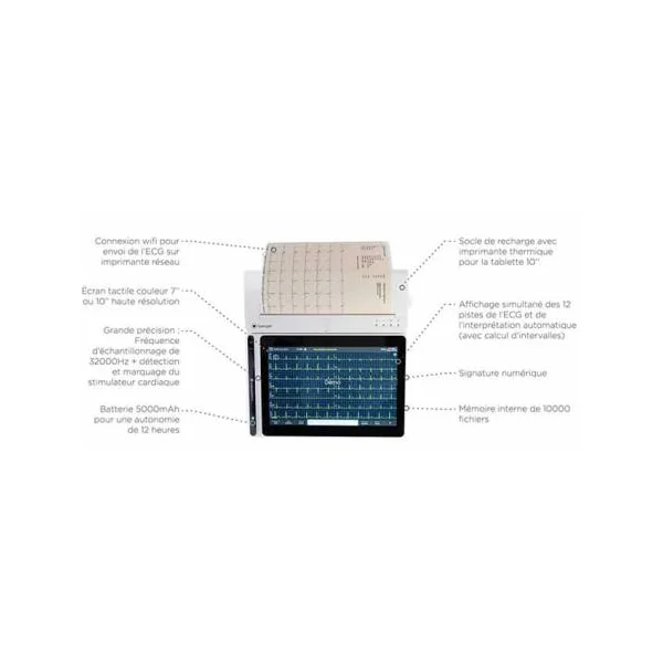 Tablette ECG SPENGLER - CARDIOMATE EVI 10 avec imprimante + Sac OFFERT