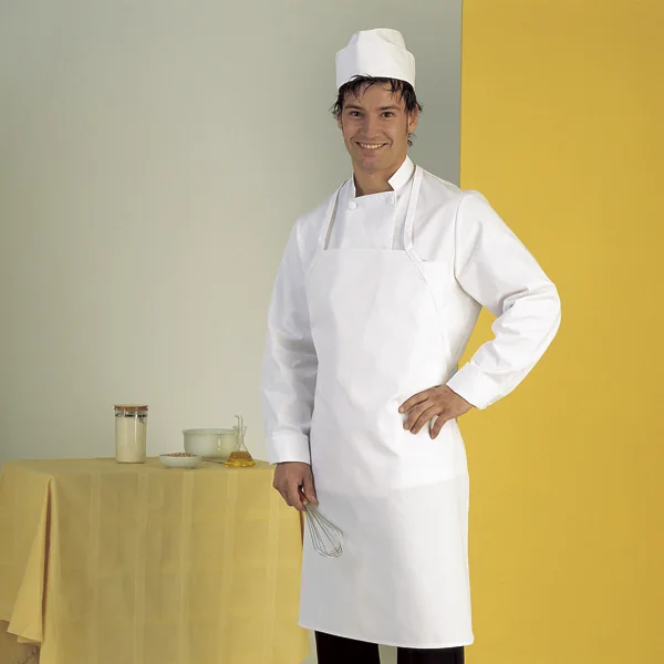 TABLIER AVEC BAVETTE 71x88 CM BLANC POLYESTER (1 UNITÉ) - Garcia de Pou