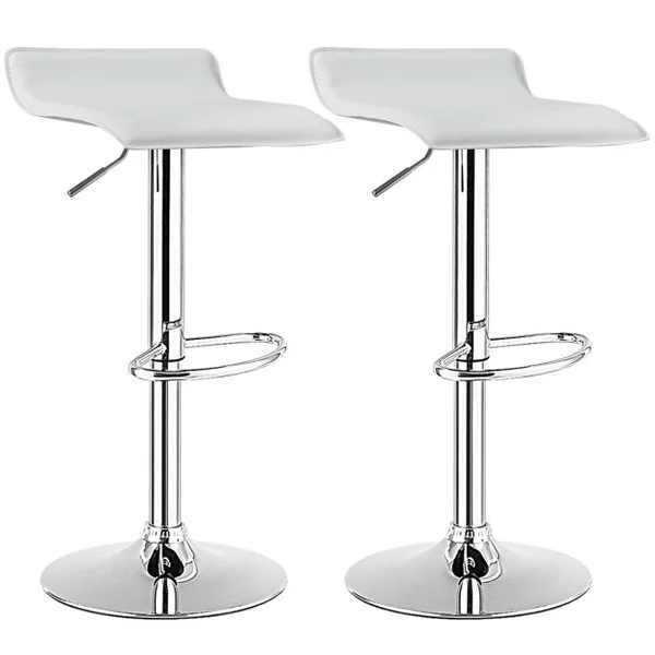 Tabouret de Bar Pivotant Carrées Réglables en Hauteur Tabourets Intérieur/Extérieur en Cuir PU Tabourets avec Repose-pieds Blanc/Noir