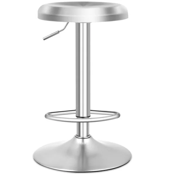 Tabouret de Bar Rond et Pivotant avec Repose-pieds Hauteur Réglable Base Non Marquante Tabouret à Hauteur de Comptoir Argent