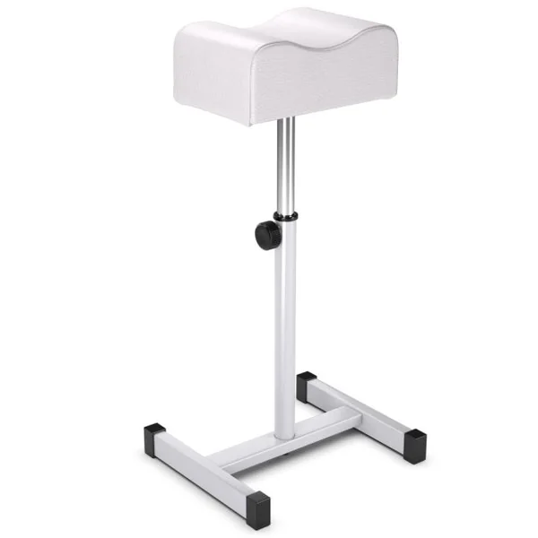 Tabouret de Pédicure à Hauteur d'Assise Réglable 45-65 cm Repose-pied Pédicure avec Coussin Épais et Doux Charge 10KG Blanc/Noir