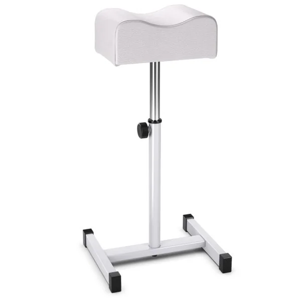 Tabouret de Pédicure à Hauteur d'Assise Réglable 45-65 cm Repose-pied Pédicure avec Coussin Épais et Doux Charge 10KG Blanc/Noir