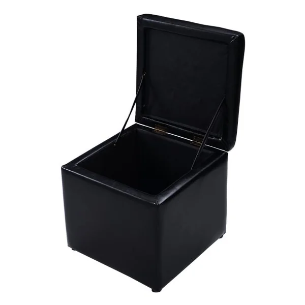 Tabouret Pouf Coffre Boîte de Rangement Repose-Pied Ottoman Espace de Stockage Cuir PU max.150 kg 40x40x40cm Blanc/Marron/Noir