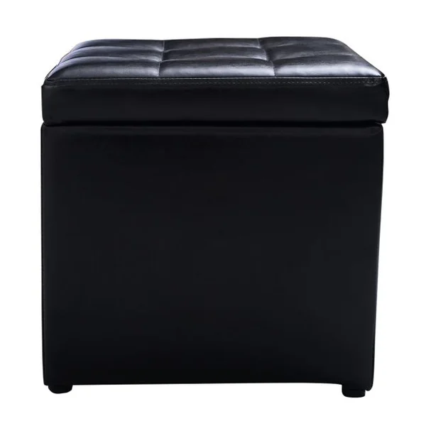 Tabouret Pouf Coffre Boîte de Rangement Repose-Pied Ottoman Espace de Stockage Cuir PU max.150 kg 40x40x40cm Blanc/Marron/Noir