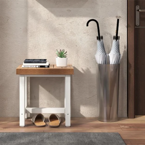 Tabouret Salle de Bain Imperméable Petit Tabouret de Douche Antidérapant Étanche Chaise Banc Salle de Bain Marron & Blanc