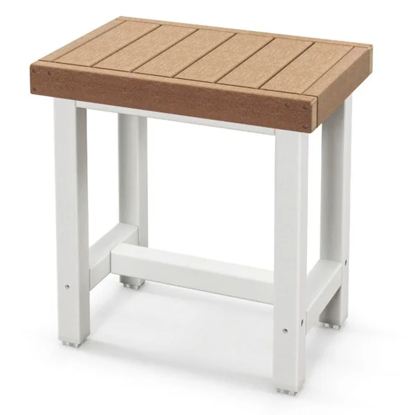 Tabouret Salle de Bain Imperméable Petit Tabouret de Douche Antidérapant Étanche Chaise Banc Salle de Bain Marron & Blanc