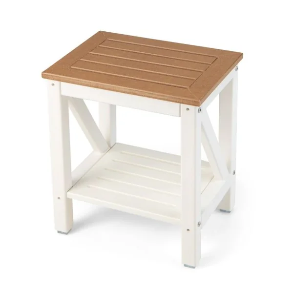 Tabouret Salle de Bain à 2 Niveaux Imperméable Petit Tabouret de Douche Antidérapant avec Étagère Rangement Chaise pour Enfants Brun