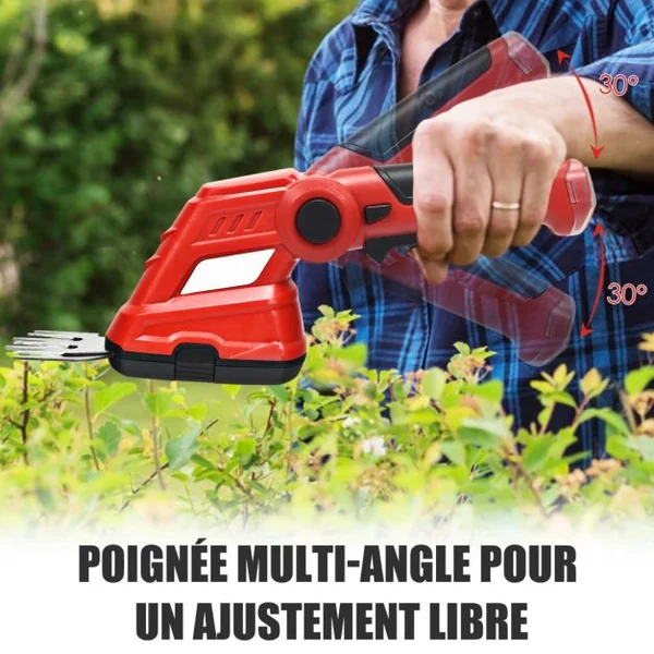 Taille-Herbes sans Fil 3,6 V 2 Ah 2 en 1 Cisaille à Gazon Batterie Rechargeable Charge 2 Lames Largeur 8cm Longueur 11,5 cm