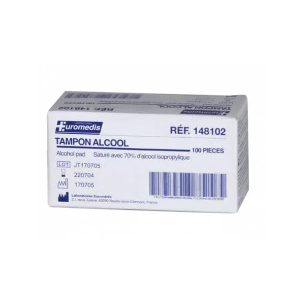 Tampon alcool à 70° Euromedis (La boîte de 100)
