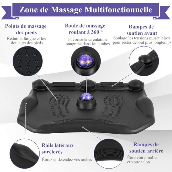 Tapis Anti-Fatigue Tapis de Bureau Debout Ergonomique avec Points de Massage Idéal pour Cuisine Domicile Charge 150 Kg Noir
