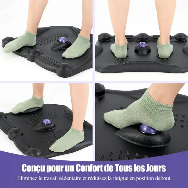 Tapis Anti-Fatigue Tapis de Bureau Debout Ergonomique avec Points de Massage Idéal pour Cuisine Domicile Charge 150 Kg Noir