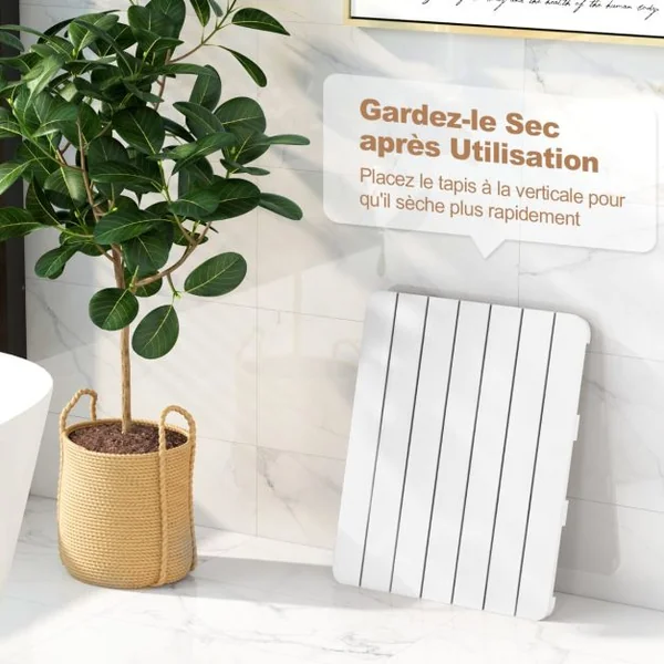 Tapis de Bain pour Douche en Hips et Vis en Acier Inoxydable Imperméable Anticorrosion et Antirouille Blanc