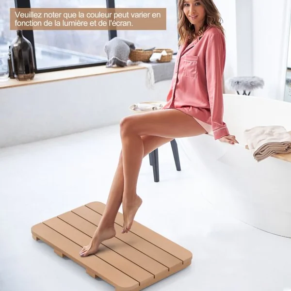 Tapis de Bain pour Douche en Hips et Vis en Acier Inoxydable Imperméable Tapis de Douche Anticorrosion et Antirouille Blanc