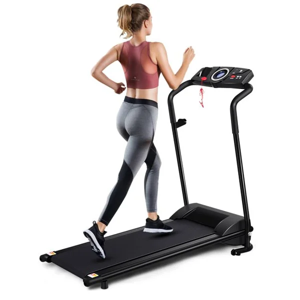 Tapis de Course Electrique Pliable 1 à 10 Km/H 12 Programmes avec Clé de Sécurité Moteur 1.0HP Ecran Multifonctions Fer Noir