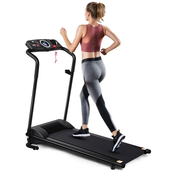 Tapis de Course Electrique Pliable 1 à 10 Km/H 12 Programmes avec Clé de Sécurité Moteur 1.0HP Ecran Multifonctions Fer Noir