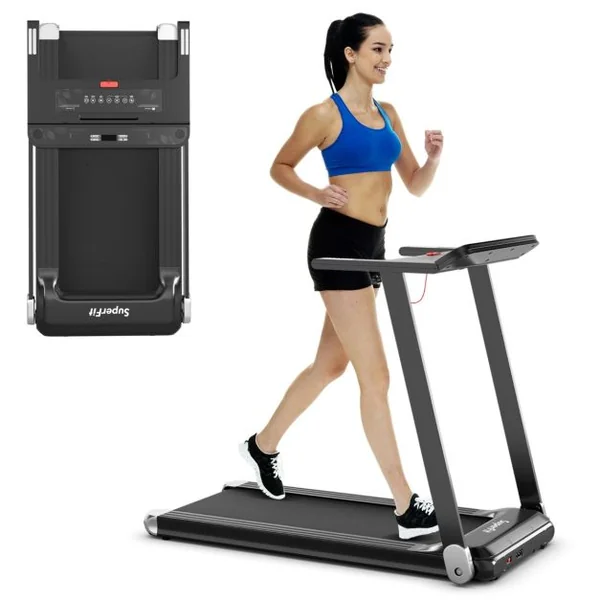 Tapis de Course Electrique Tapis de Fitness Pliable pour Maison avec Application de Contrôle Argent/Bleu/Rouge