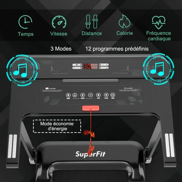 Tapis de Course Electrique Tapis de Fitness Pliable pour Maison avec Application de Contrôle Argent/Bleu/Rouge