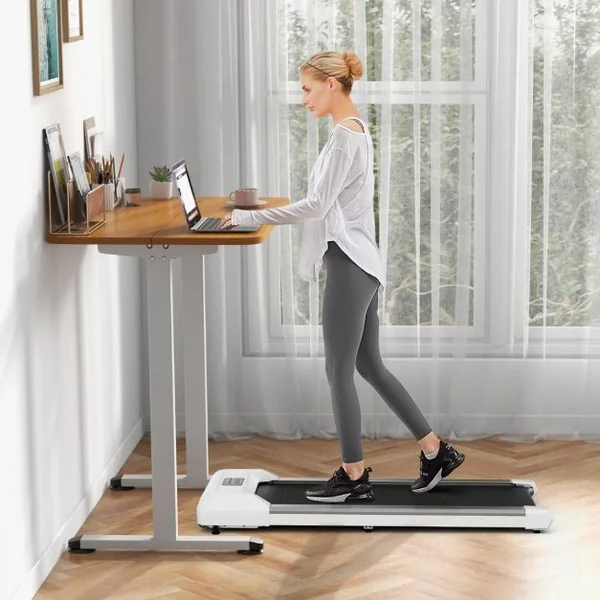 Tapis de Course Mince Tapis de Jogging avec Capacité de 120 Kg Télécommande et Écran Led Inclinable à Roulettes Tapis de Course à Glisser Gris
