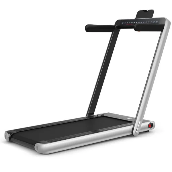 Tapis de Course Pliable 0,75HP Double Affichage LED APP et Télécommande Vitesse Motorisé 12 km/h Surface 40x100cm Argent