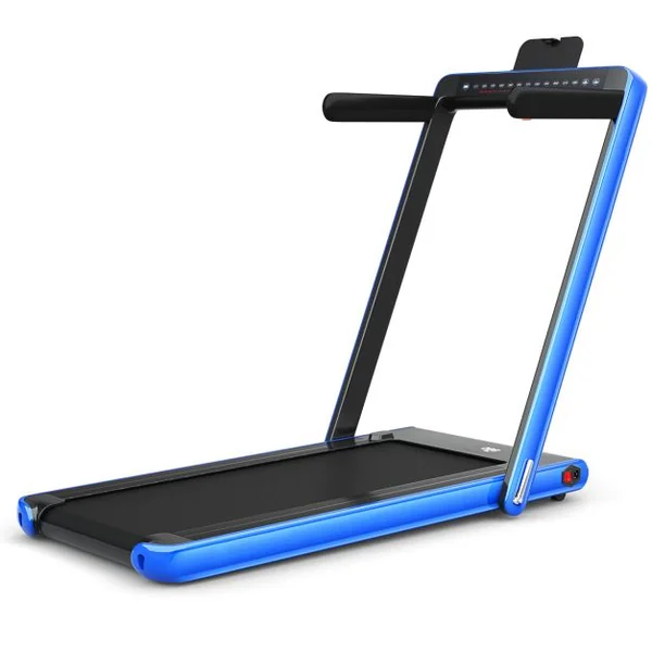 Tapis de Course Pliable 0,75HP Double Affichage LED APP et Télécommande Vitesse Motorisé 12 km/h Surface 40x100cm Bleu