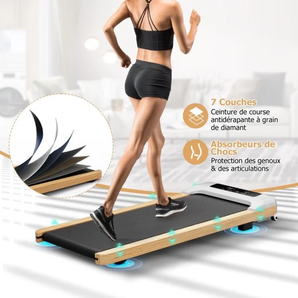 Tapis de Course Électrique 1,3-6KM/H Moteur 2,25HP à Roulettes Charge 120 kg avec Télécommande Écran LED 15 Programmes Gris