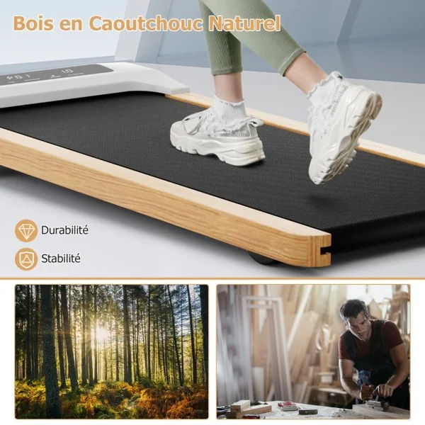 Tapis de Course Électrique 1,3-6KM/H Moteur 2,25HP à Roulettes Charge 120 kg avec Télécommande Écran LED 15 Programmes Gris