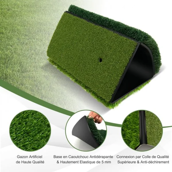 Tapis de Golf Portable 65 x 42 cm Tapis d’Entraînement Herbe de Golf pour Intérieur / Extérieur