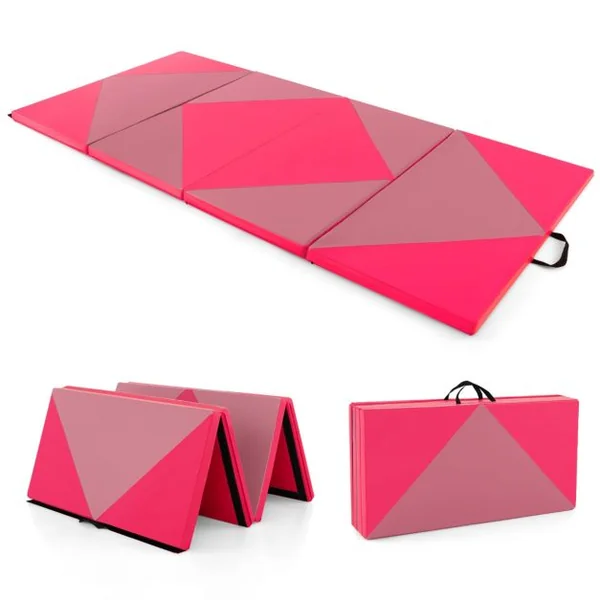 Tapis de Gymnastique Pliable de 240 Cm en Cuir Pu Attaches Auto-agrippantes pour Étirements Yoga Arts Martiaux Aérobic pour Sport à Domicile 8 Couleurs au Choix