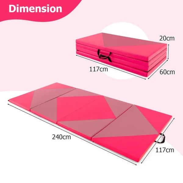 Tapis de Gymnastique Pliable de 240 Cm en Cuir Pu Attaches Auto-agrippantes pour Étirements Yoga Arts Martiaux Aérobic pour Sport à Domicile 8 Couleurs au Choix