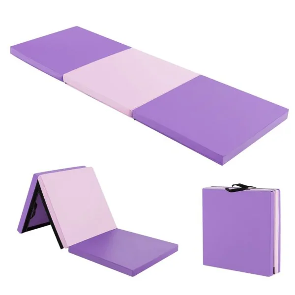 Tapis de Gymnastique Pliable en 3 Parties Antidérapant avec 2 Poignées Tapis de Chute de Yoga 10 Couleurs au Choix