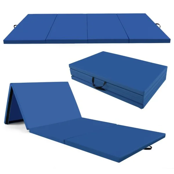 Tapis de Gymnastique Pliable à 4 Plis avec Poignées Tapis en cuir PU avec Attaches Auto-Agrippantes Entaînements de Base 9 Couleurs au Choix