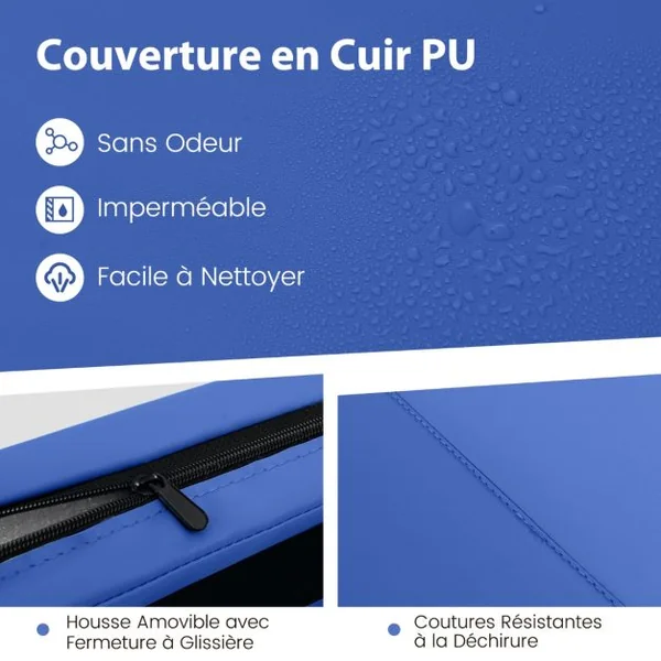 Tapis de Gymnastique Pliable à 4 Plis avec Poignées Tapis en cuir PU avec Attaches Auto-Agrippantes Entaînements de Base 9 Couleurs au Choix