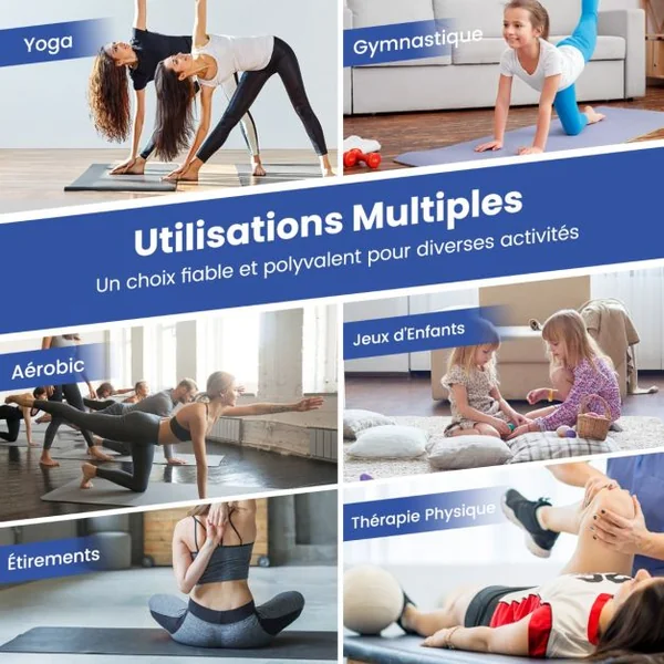 Tapis de Gymnastique Pliable à 4 Plis avec Poignées Tapis en cuir PU avec Attaches Auto-Agrippantes Entaînements de Base 9 Couleurs au Choix