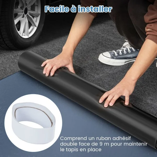 Tapis de Sol pour Garage Tapis de Stationnement Absorbant Tapis de Sol Réutilisable et Lavable Support Antidérapant et Imperméable avec Ruban Adhésif