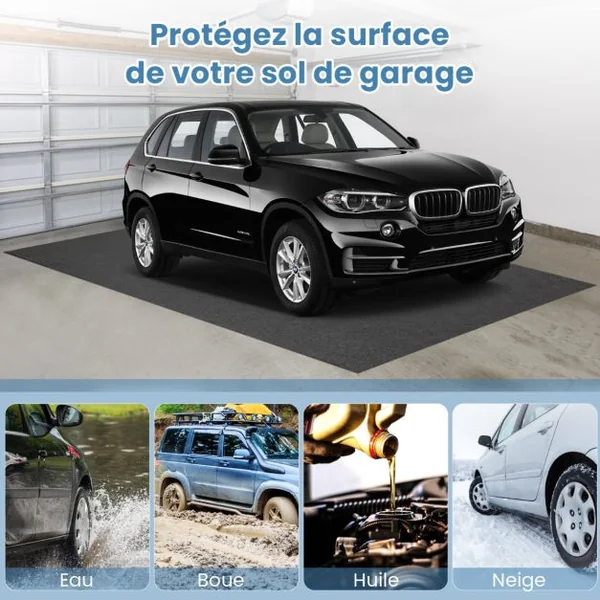 Tapis de Sol pour Garage Tapis de Stationnement Absorbant Tapis de Sol Réutilisable et Lavable Support Antidérapant et Imperméable avec Ruban Adhésif
