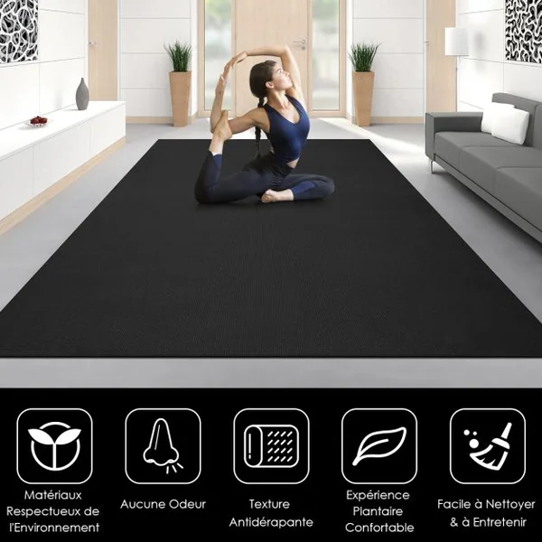 Tapis de Yoga 8 mm D'épaisseur Antidérapant Double Face Tapis de Sport Fitness Anti-usure Haute Densité Violet