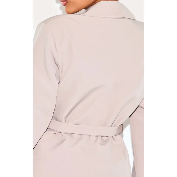 Taupe Blazer Ajusté Asymétrique Croisé Avec Taille Ajustable Shape