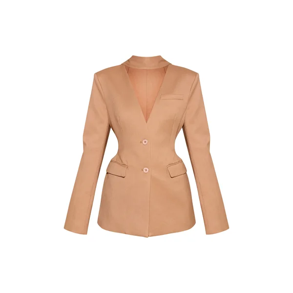 Taupe Blazer Cintré À La Taille Avec Détail Foulard Et Hanches Moulées