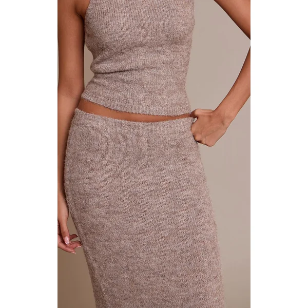 Taupe Jupe Longue En Maille