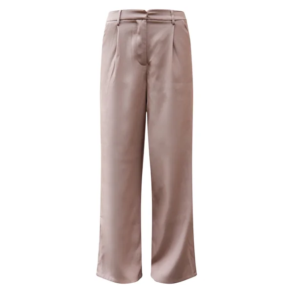 Taupe Pantalon Tailleur Droit Haut De Gamme À Pinces